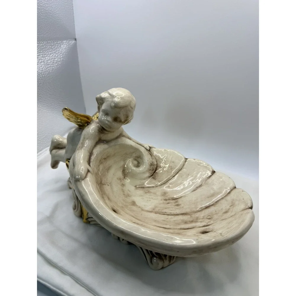 Cherub Angel Floral Ceramic Decorative Dish Tray 11